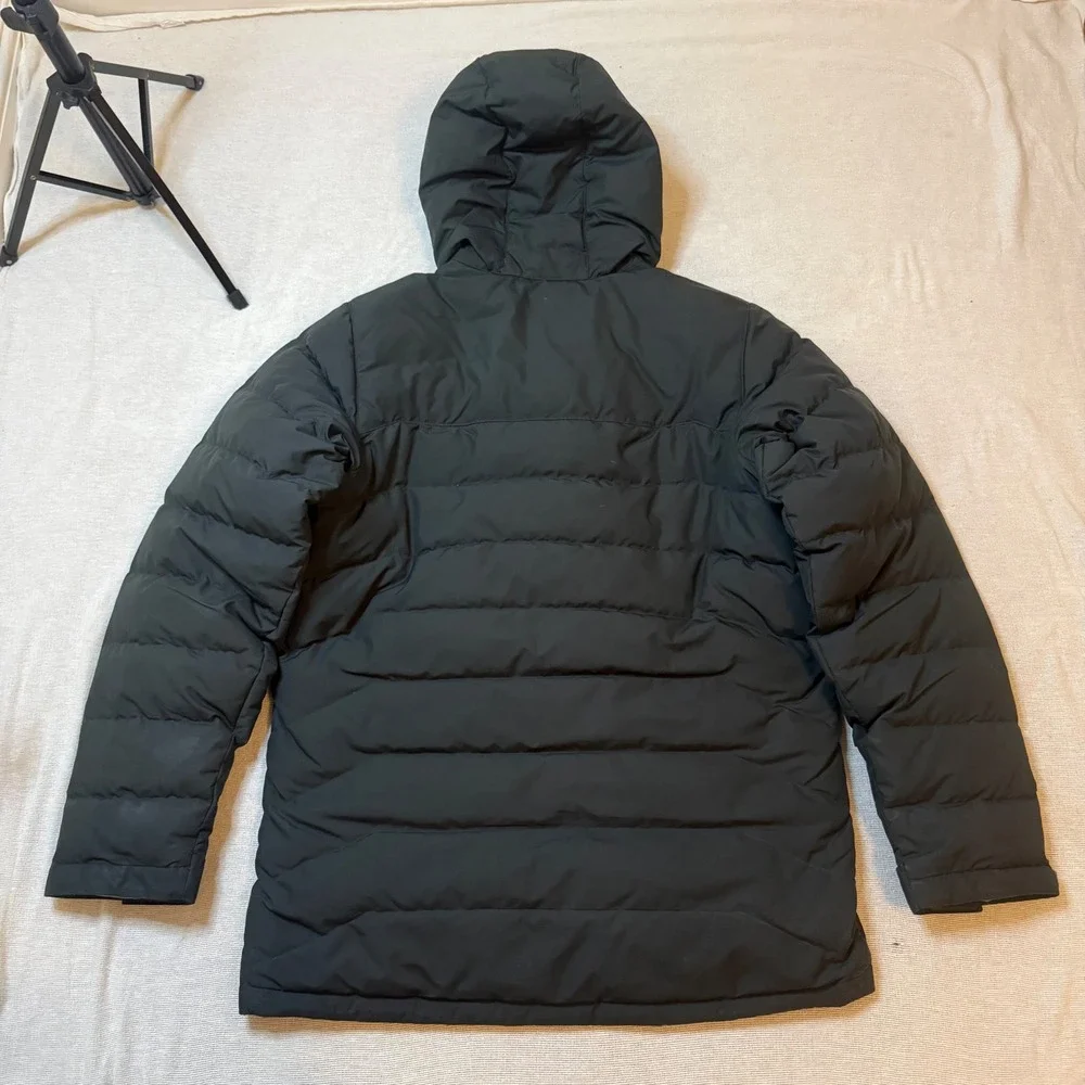 Eddie Bauer Puffer Parka Men XL Black Hooded Down Insulated Winter Jacket heavy